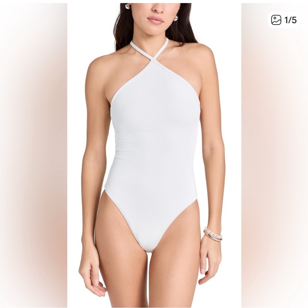 NWOT Madewell Women's Rib Scorpion Fish Cross Front One Piece Soft White size XL